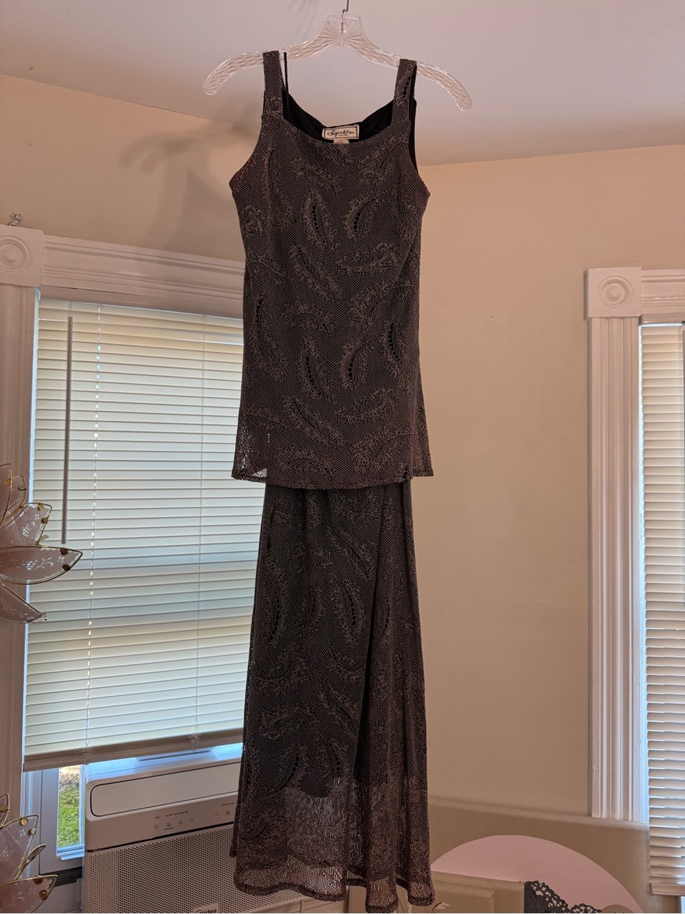Vintage Superstition 90s Paisley Metallic Mesh Maxi Skirt Set Size Fairycore